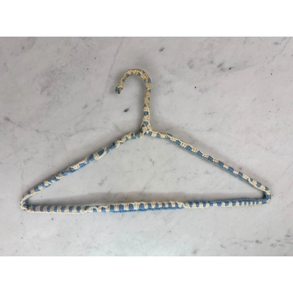Crochet‎ Covered Wire Hangers Set of 5 Multicolor Excellent Boho PomPom